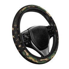 SEANATIVE Wolf 미국 국기 자동차 스티어링 휠 커버 푹신한 스티어링 휠 커버 플란넬 범용 자동 스티어링 휠 38.1cm(15인치) 부드럽고 따뜻한 자동차 내부, 카모 미국 국기