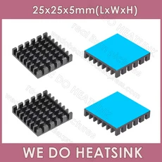 우리는 열 패드 없거나 함께 25x25x5 mm를 수행합니다. 알루미늄 라디에이터 빨간색 양극산화처리 슬롯 형, 04 10pcs, 05 Black With Pad