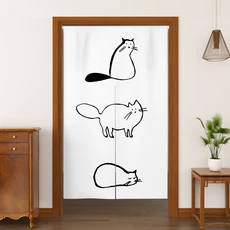 노렌 도어 커튼 주방 웨이브 패턴 이자카야 데코 도어웨이 입구 린넨, 70x120cm, 로드 포켓, CLX01021