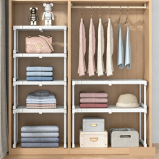 옷장 레이어드 높이 길이조절 수납 선반정리대, 세로 27-38 cm