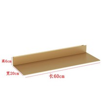 壁掛式LED發光置物架，現代簡約鐵藝牆面隔板客廳一字層板展示架，墻上置物書架, 金色(帶燈) 長60寬20高