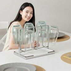 스테인리스 물빠짐 스틱형 컵건조대 거치대 6P, 1개, 단일