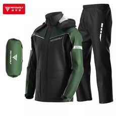 오토바이 스플릿 레인 세트 색상 차단 반사 방수 조절식 모자 라이딩 사이클링 모토크로스 불투과성, M, 01 Armygreen Raincoat