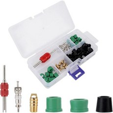 71개 부품으로 구성된 자동차 에어컨 수리 키트 옐로우 재킷 HVAC 호스 가스켓 공구 세트 범용 밸브 코어 제거기 정비 액세서리 50개 10개 포함 2350757