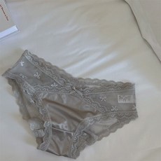 Sanzhimao 蕾絲網紗三角內褲 蝴蝶結裝飾, 均碼(80-140斤)