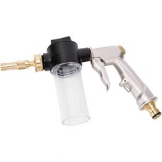 고압 자동차 세차 폼건 분무기 내구성 강한 금속 정원 호스 노즐 3.5온스100cc 플라스틱 비누 디스펜서 병 포함 애완동물 샤워 가꾸기 바닥 청소용 황동, Silver