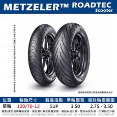 METZELER ROADTEC SCOOTER 120/70-12 晴雨通勤胎, 1個