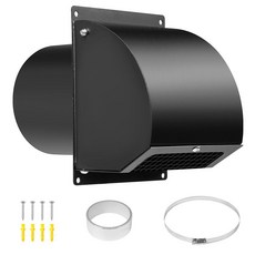 Neoaider 25.4cm(10인치) 후드 벽 통풍구 스크린 댐퍼 21.6cm(8-1/4인치) 길이 덕트 벽용 14게이지 스틸 벤트 커버 주거 주택 및 산업 시설 공, 블랙, 10 Inch