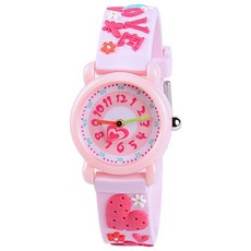 Venhoo 아동용 시계 3D 만화 방수 실리콘 어린이 손목 시계 어린이 선물 만 3-10세 여아 남아 어린이 트랙 Bluedinosaur 블루 공룡, LOVE Pink