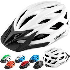 안전 자전거 헬멧 산악자전거 성인용 남성용 - 여성용 산악 도로 운전자를 위한 탈착식 바이저가 있는 경량 컴포트 조절식 사이클링 인증, L(Adult/57-61cm), White, L(Adult/57-61cm)