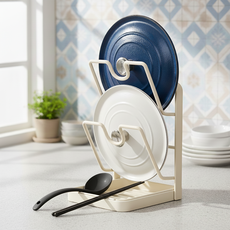 아미도스 깔끔한 조리도구 국자 냄비뚜껑 받침대 거치대, 1개, 화이트