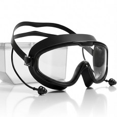 카로히포 고글형 물안경 귀마개 일체형 케이스 포함, 1개, 블랙 1개, 블랙