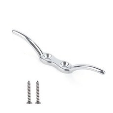 316不鏽鋼 船用羊角索栓繩 尺寸2.6吋, 1個, 牛角鉤2.5寸含螺絲單個裝