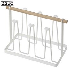 Z3JC 鐵藝瀝水杯架家用 手提水杯架帶托盤杯子架 客廳廚房杯具收納, 1個, 白色無盤:如圖
