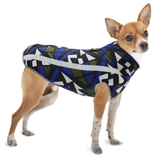 펫소유 강아지 패딩 중형견 대형견 반사 조끼패딩, 기하학블루