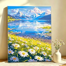 DIY그림그리기 명화그리기 캔버스 유화그리기세트 40 x 50cm, 1개, 019 마운틴 레이크 데이지