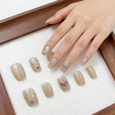 [당일배송]천안각 레귤러 스퀘어 디자인 수제네일팁 붙이는손톱네일 인조손톱 큐빅네일팁 그라데이션네일팁 셀프네일팁 사이즈선택가능, 1개, 01 - T574 M