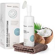 개 발 클리너 개와 고양이 위 노린스 폼 코코넛 워터리스 드라이 샴푸 5.5온스 반려동물 핥기 안전 순하고 향이 없 코트 브러시 면 타월 포함, 개 발 클리너 개와 고양이 노린스 폼 코코넛 워터리스, 1개