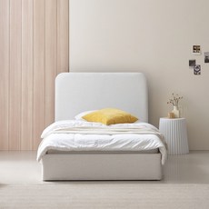 피츠 화이트 패브릭 슬림헤드 침대 프레임 SS