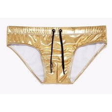 ZARA 金屬色三角泳褲 金色 M號