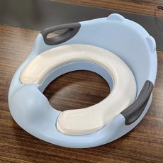 大號嬰兒童馬桶圈坐便器，加大加寬，環保材質，卡通造型，寶寶如廁訓練神器, 湖藍色（PVC軟墊）