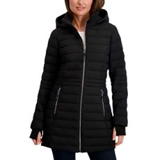 노티카 Nautica 여성용 Lt 다운 재킷 후드 포함 3/4 길이 블랙. L 205579 8590065222, XL, 블랙