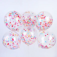 10/20pcs 12inch 투명 여러 가지 빛깔의 라운드 종이 풍선 다채로운 색종이 풍선 생일 웨딩 배경 장식, 01 20pcs, 01 CHINA, 01 Confetti balloons