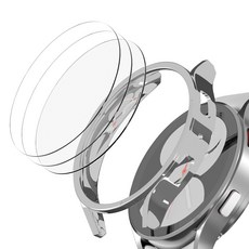 아이메이드잇 갤럭시워치 풀커버 자가복원 액정 보호필름 3p + 하드커버 케이스, 실버