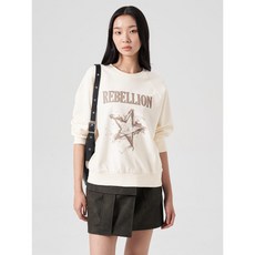 8SECONDS 루프백 그래픽 스웨트 셔츠 아이보리