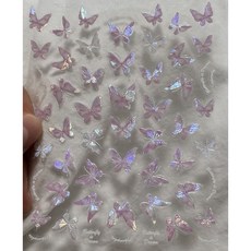 홀로그램 자개 나비 네일 스티커, 1개, pink