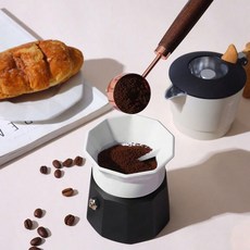 1PC 모카 커피 파우더 디스트리뷰터 커피 포트 파우더 디스펜서 수신 링 비 압력 회전 플랫 파우더 디스펜서, 하얀색
