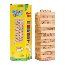 48片數字疊疊樂 - 台灣24H出貨 木質疊疊樂玩具 原木積木疊疊樂桌遊, 1個, 48抽 數字款疊疊樂