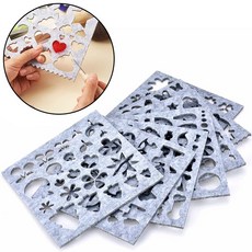 MIUSIE 5/7 Pcs 니들 펠트 DIY 공예 스텐실 아플리케 니들 펠트 템플릿 수제 자수 패턴 봉제 액세서리, 7개 세트