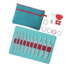 2.75-6.0mm 교체 가능한 원형 알루미늄 뜨개질 바늘과 보관 가방, one set