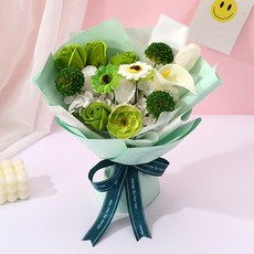 小清新香皂花束 手工製作綜合花藝, 1個, ins小清新綜合花束_綠色 含透明禮盒