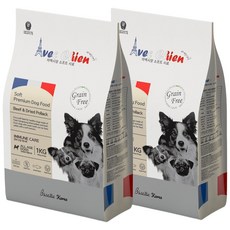 아벡시앙 전연령 강아지사료 / 노견 사료 관절 피부 눈물 알러지 그레인프리 반습식사료, 소, 1kg, 2개