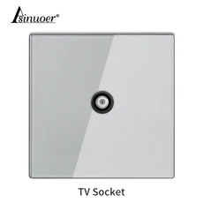블랙 강화유리 벽 스위치 패널 LED 유럽형 16A 소켓 레트로 토글 조명 EU UK 2USB 1구4구, 11 TV Socket