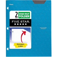Five Star 2포켓 폴더 고정 탭이 있는 플라스틱 폴더 3링 바인더에 적합 21.6 x 27.9cm(8-1/2 x 11인치) 용지 보관 퍼시픽 블루 (333420C, Tidewater Blue
