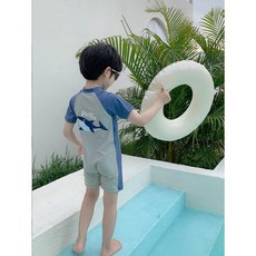 유아동 키즈 상어 반팔 래쉬가드 수모 SET