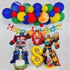 스마일파티 헬로 카봇 로봇 풍선 생일파티세트, 1세트, 8세