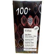 Vivani Edel Bitter 100% 黑巧克力 +可可碎粒 80g, 1個