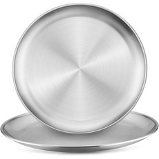 스테인리스 스틸 접시 2개 세트 원형 식기 지름 20cm 캠핑용 바비큐 케이크 몰드 고기 밥그릇 피크닉 하이킹 주방용, 스테인리스 스틸 접시 2개 세트 원형 식기 지름 20c