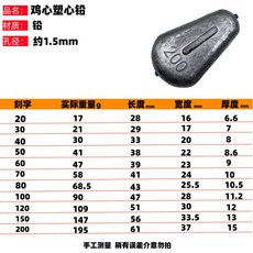 塑芯雞心鉛墜 釣魚鉛坨, 1個, 20克(約18克)