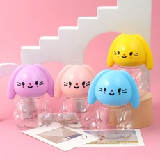 300ml 몸통 PVC용기 토끼얼굴과 색상혼합 손잡이, 1봉