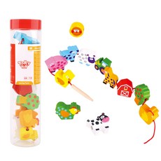 동물 농장 끈꿰기 / 실꿰기 원목 교구 소근육 장난감