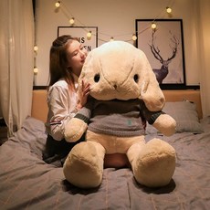 큰 토끼 대형 안고자는 곰돌이 대왕 대왕인형 인테리어, 브라운토끼그레이 스웨터