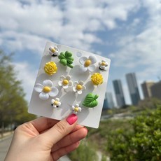 땡스스토리 유광 플루메리아 꽃 악세사리 파츠 12P