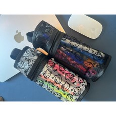 헬로키티 메쉬 망사 원통형 필통 브러쉬 메쉬 파우치, 1개, 블랙