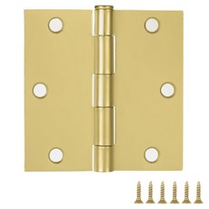 DESIGN HOUSE 니켈 사각형 튼튼한 9CM 내부 5인치 새틴 모서리 3팩 경첩, 9, 새틴 황동
