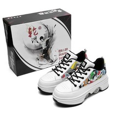 변형 롤러 스케이트 로우 파쿠르 신발 선물 야외 더블 바퀴 스니커즈, 34, White 4 wh ls, 1개